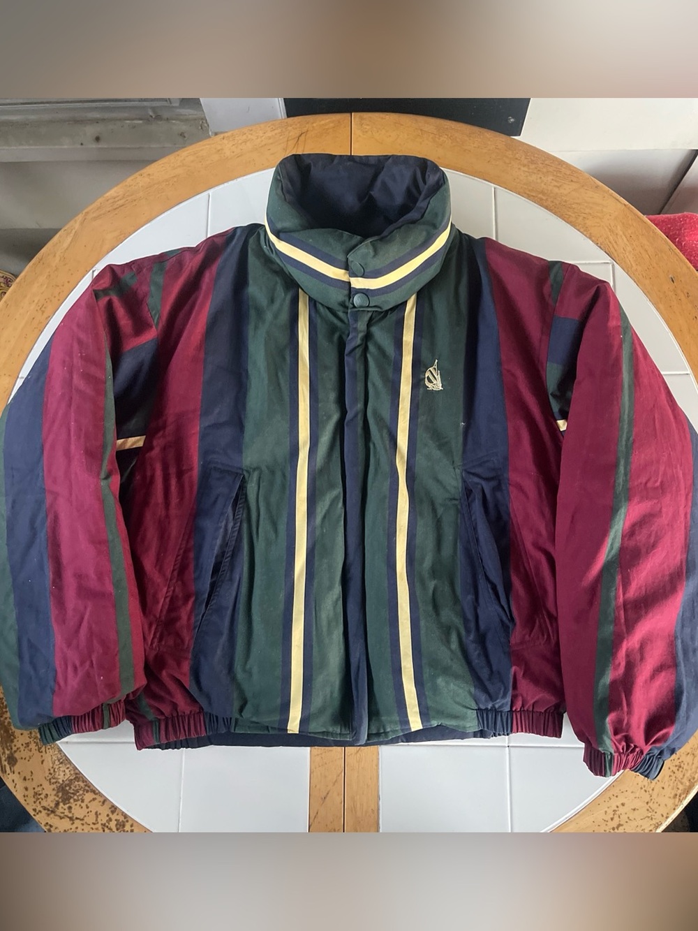 Vintage Nautica Puffer Jacket M Winter Coat Down 90s Colorblock Retro Reversible